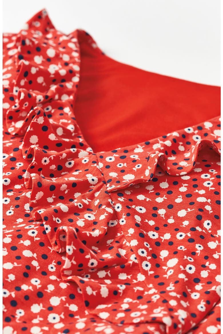Fluted Wrap Style Stretch Jersey Dress, Alternate, color, ROSEHIP DAISY DITSY