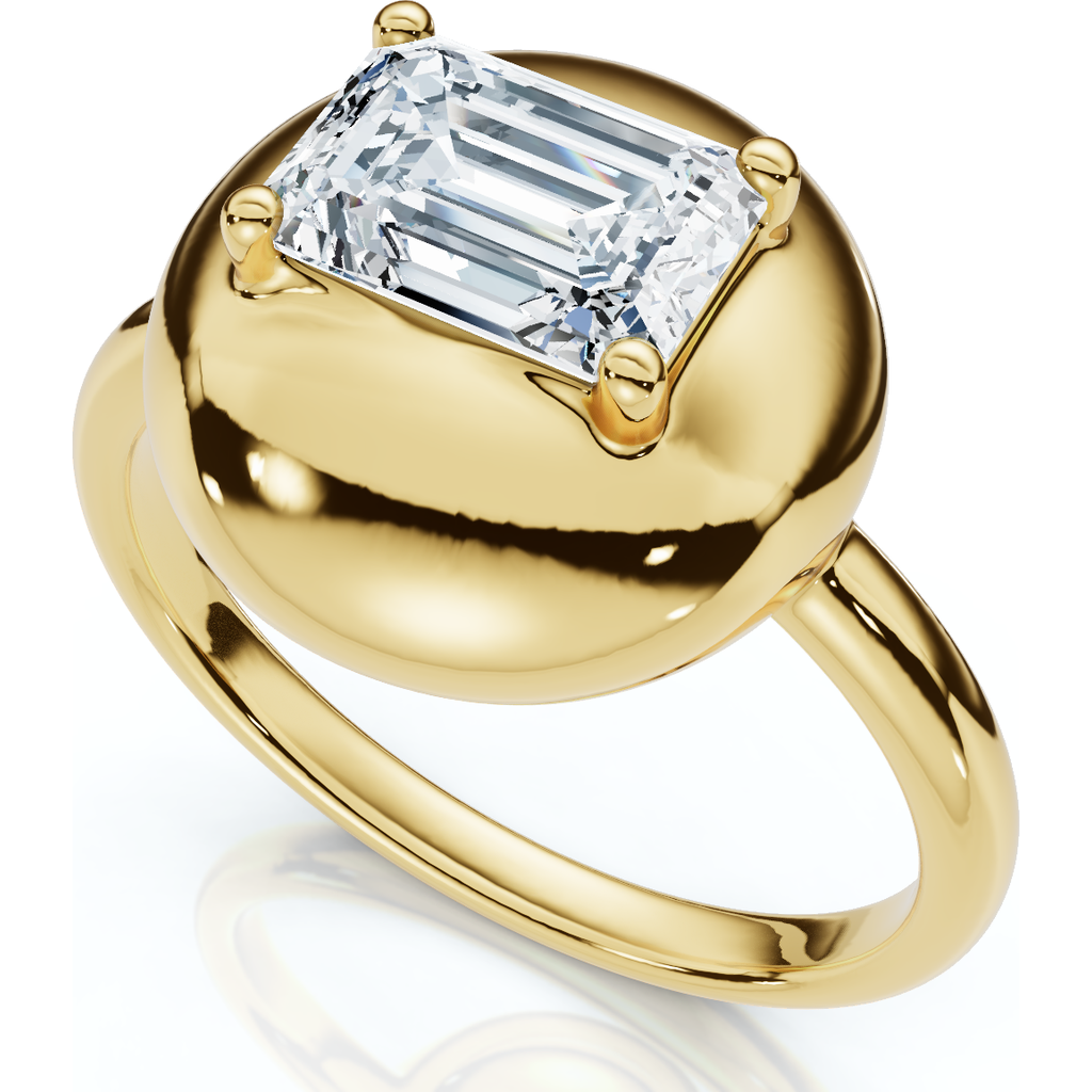 Bliss Diamond 1ct Emerald Cut Solitaire Candy Button Diamond Ring 14k Gold Or Pt Lab Grown In Gold
