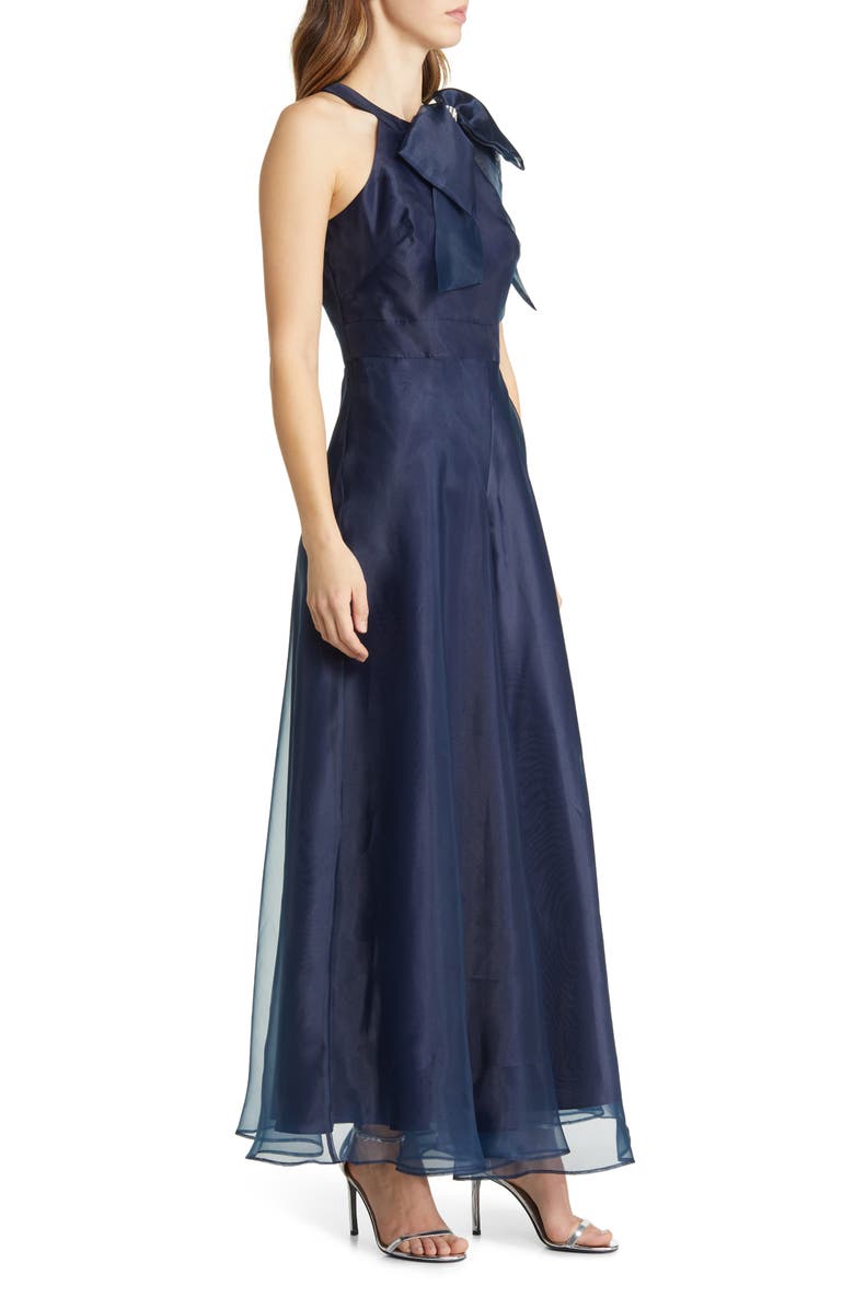 Eliza J Bow Detail One-Shoulder Taffeta Jumpsuit, Alternate, color, 