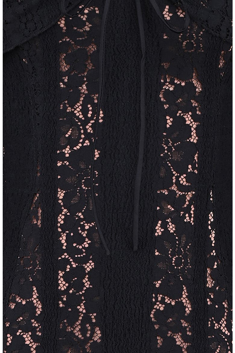 Sadie Off the Shoulder Long Sleeve Lace Minidress, Alternate, color, BLACK