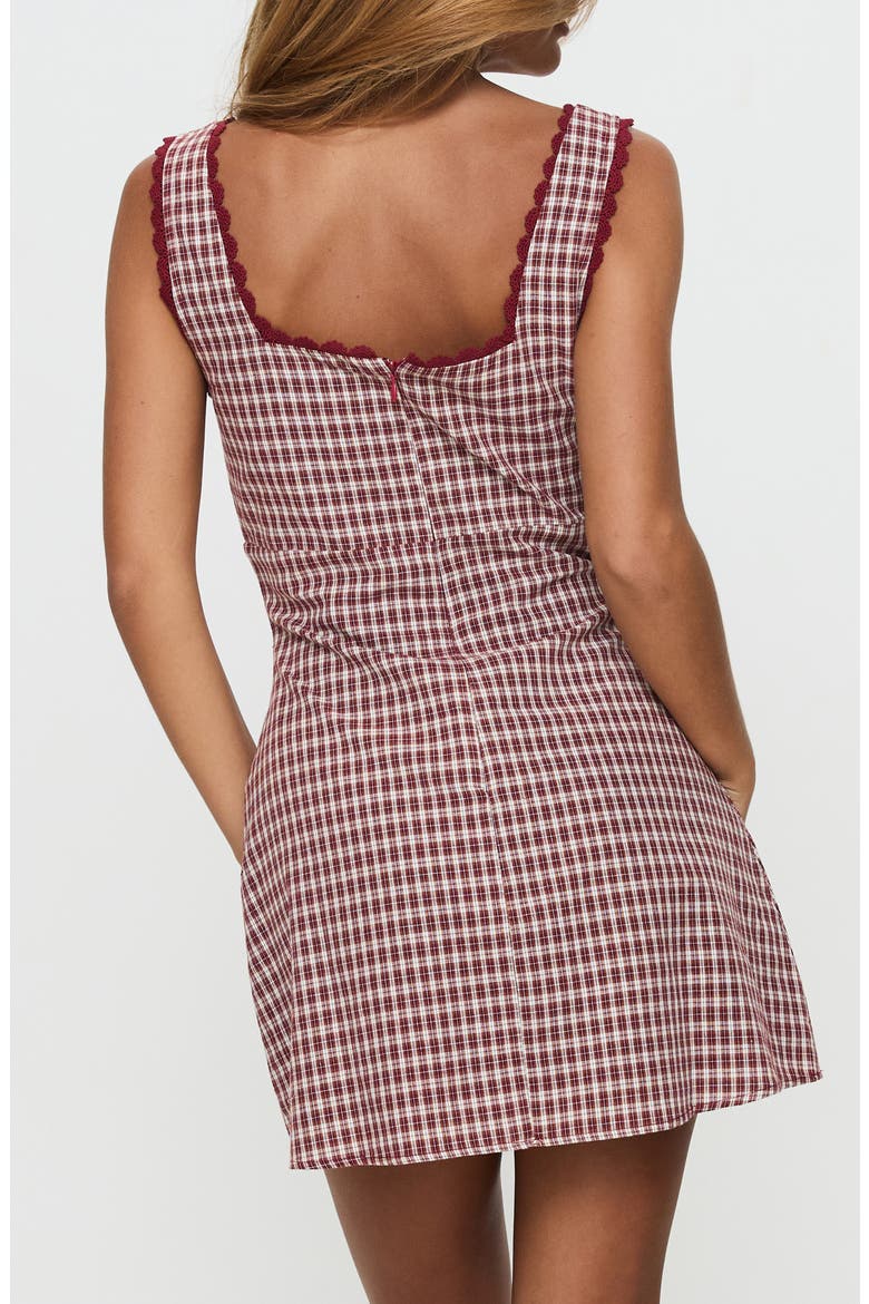 Dasha Check Cotton Fit & Flare Minidress, Alternate, color, RED CHECK
