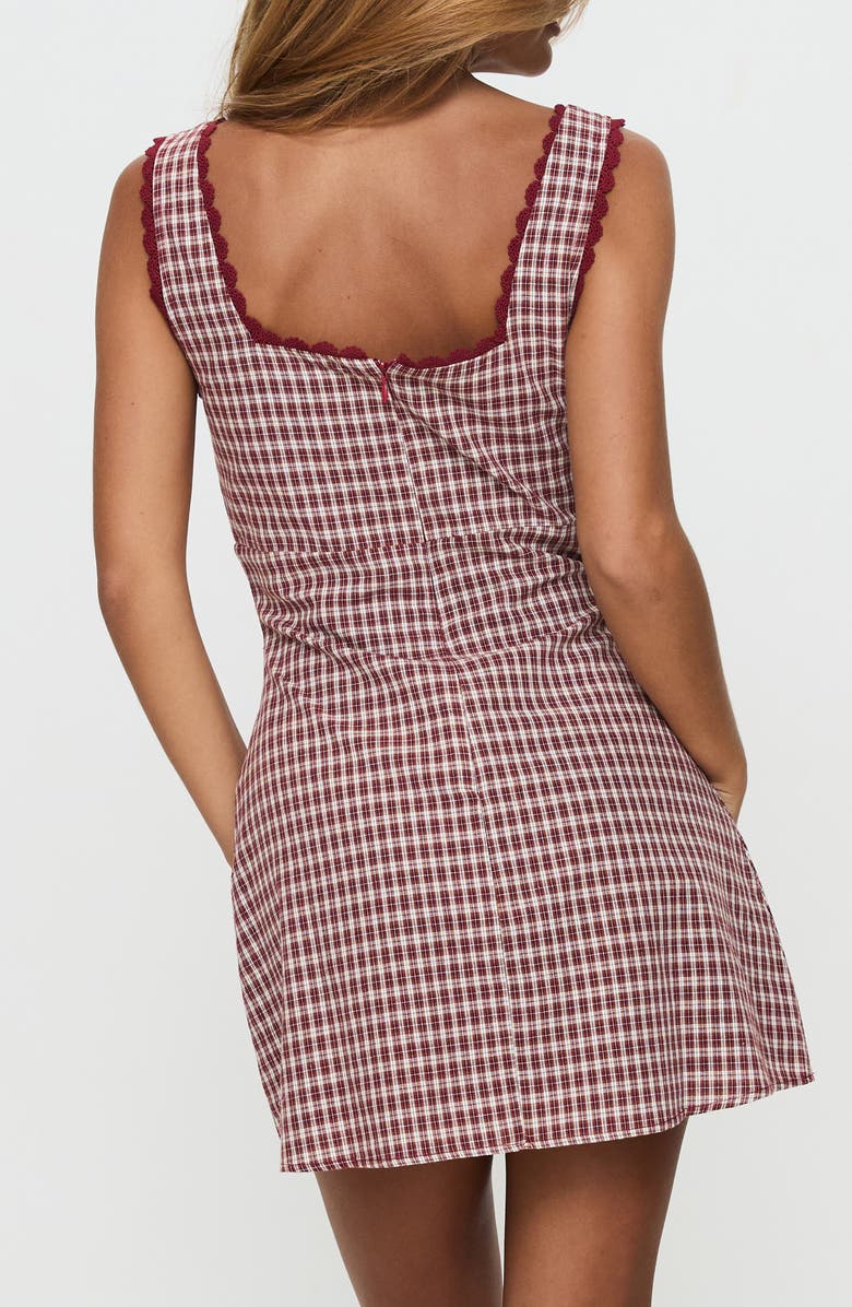 Princess Polly Dasha Check Cotton Fit & Flare Minidress, Alternate, color, Red Check