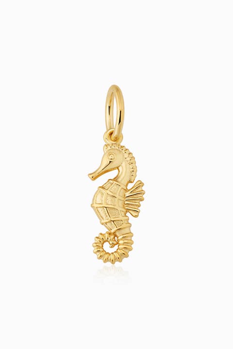 14K Yellow Gold Seahorse Pendant Charm