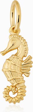Oradina 14K Yellow Gold Seahorse Pendant Charm
