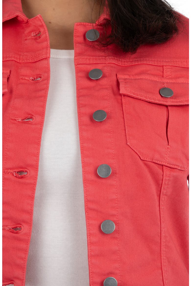 Kara Fray Hem Cotton Blend Trucker Jacket, Alternate, color, FRASER