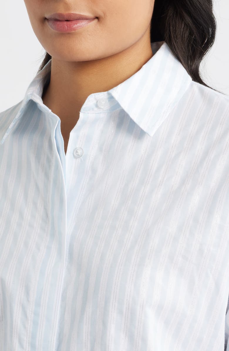 Anne Klein Stripe Woven Shirt, Alternate, color, Opal Blue Multi