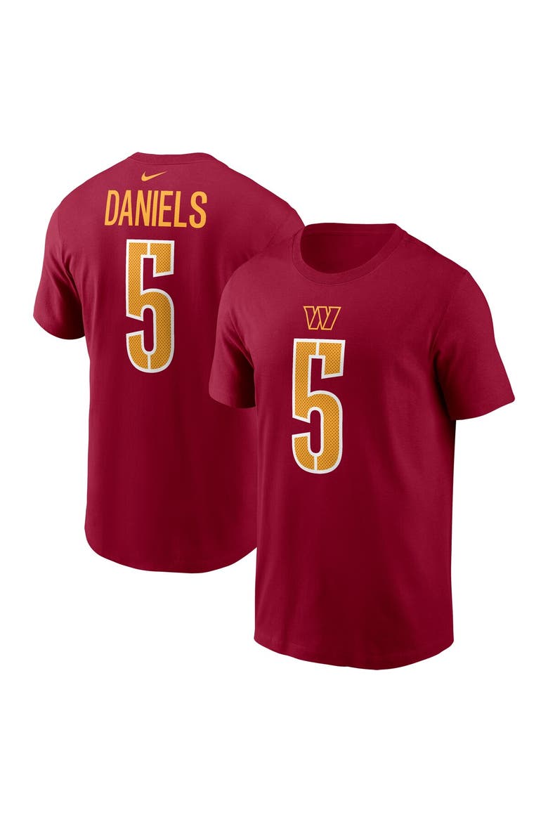 Youth Nike Jayden Daniels Burgundy Washington Commanders 2024 NFL Draft First Round Pick Fuse Name & Number T-Shirt, Main, color, Burgundy
