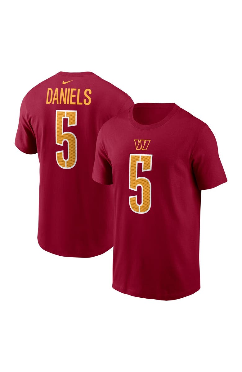Nike Youth Nike Jayden Daniels Burgundy Washington Commanders 2024 NFL Draft First Round Pick Fuse Name & Number T-Shirt, Main, color, Burgundy