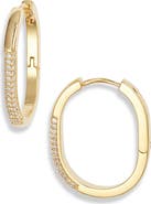 Nordstrom Pavé Cubic Zirconia Elongated Hoop Earrings