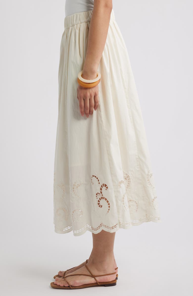 Nordstrom Schiffli Embroidered Midi Skirt, Alternate, color, Ivory Tofu