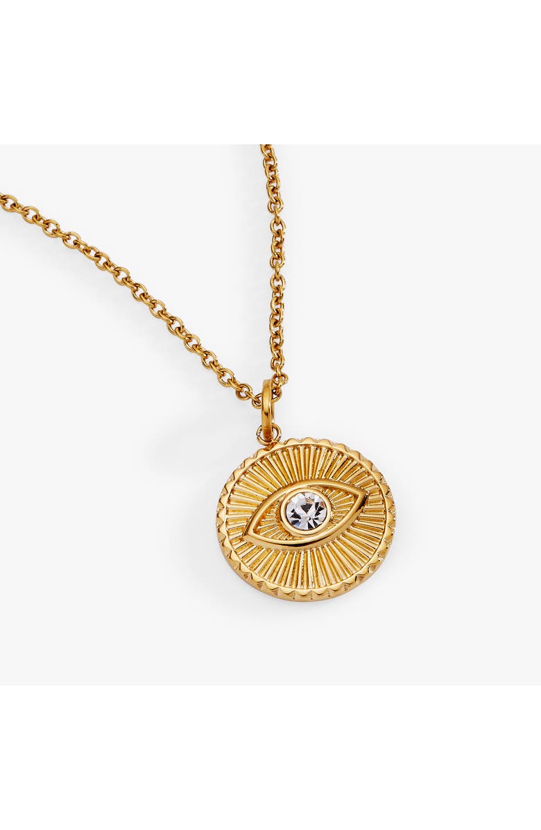 Alex and Ani Evil Eye Crystal Pendant Necklace, Main, color, Gold