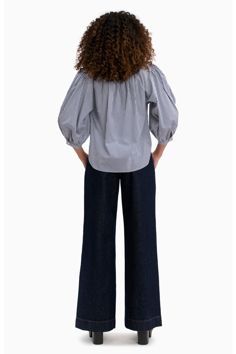 Joselene Poplin Blouse, Alternate, color, Navy Stripe