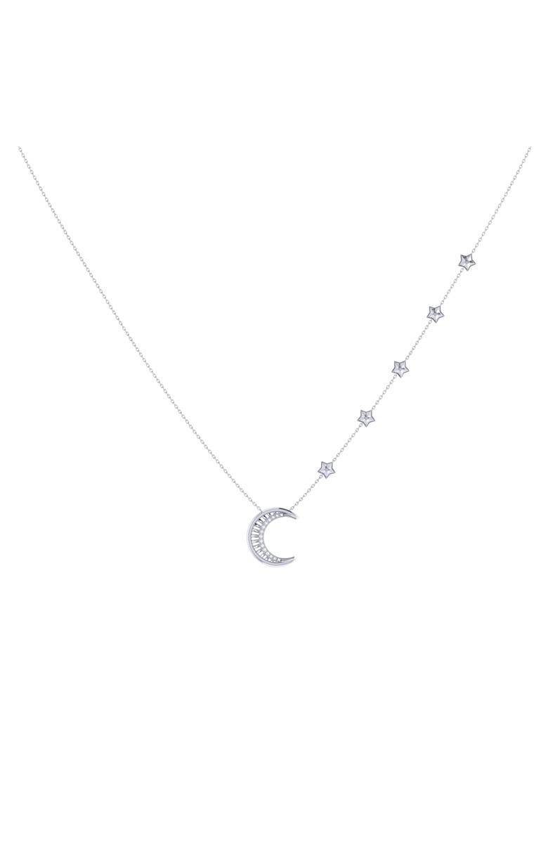 LuvMyJewelry Starry Lane Moon Sterling Silver Diamond Necklace, Alternate, color, 