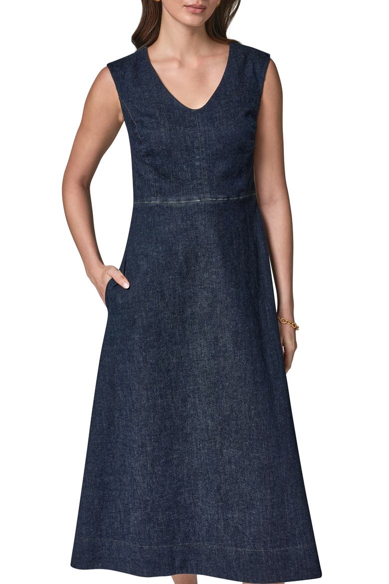 The Donna Sleeveless Denim Maxi Dress, Alternate, color, SENECA