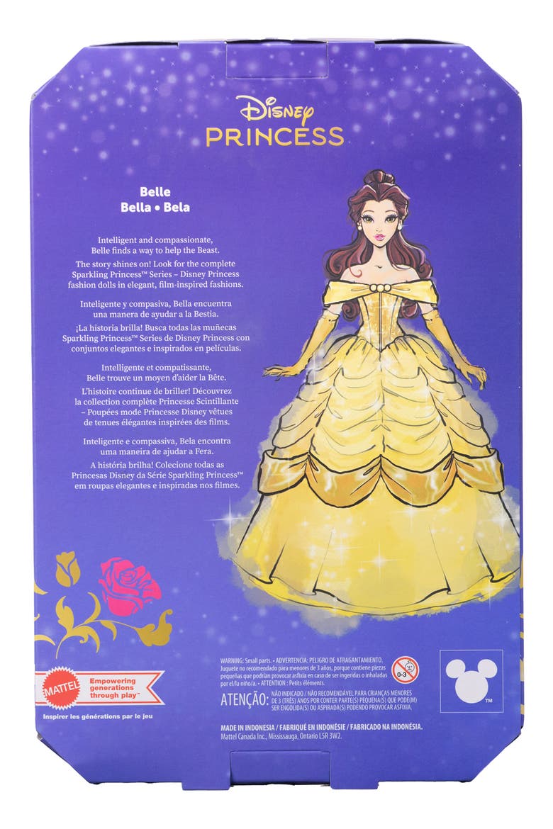 Sparkling Princess Series Belle Fashion Doll with Removable Dress & Accessories, Alternate, color, BELLE