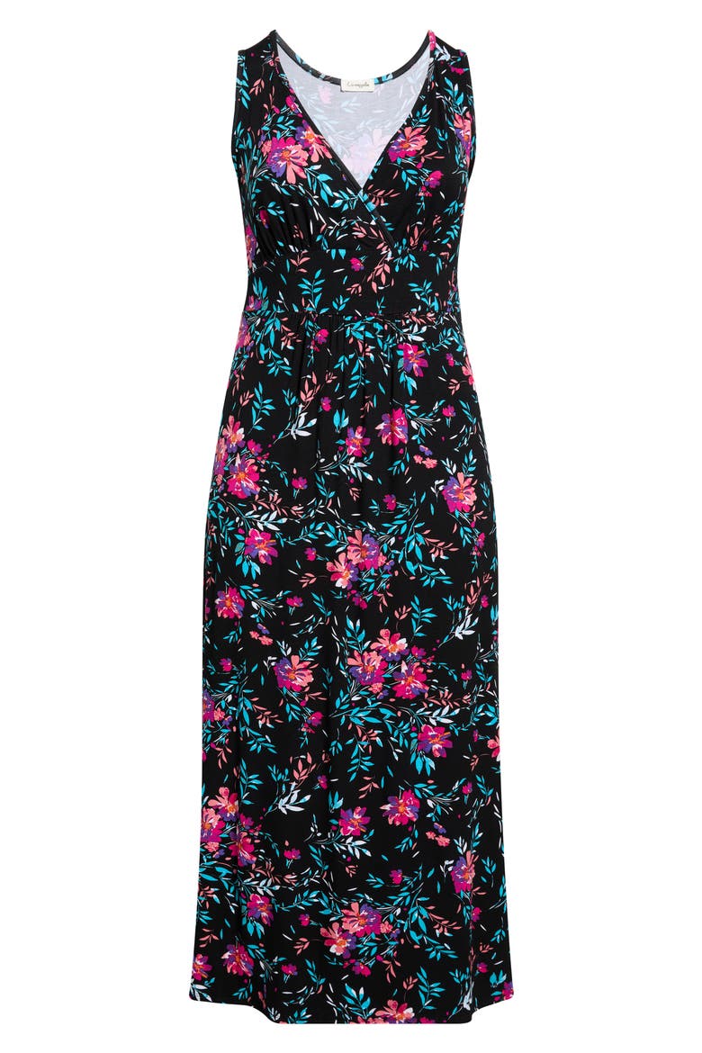 Empire Waist Maxi Dress, Alternate, color, BLACK/ FUCHSIA
