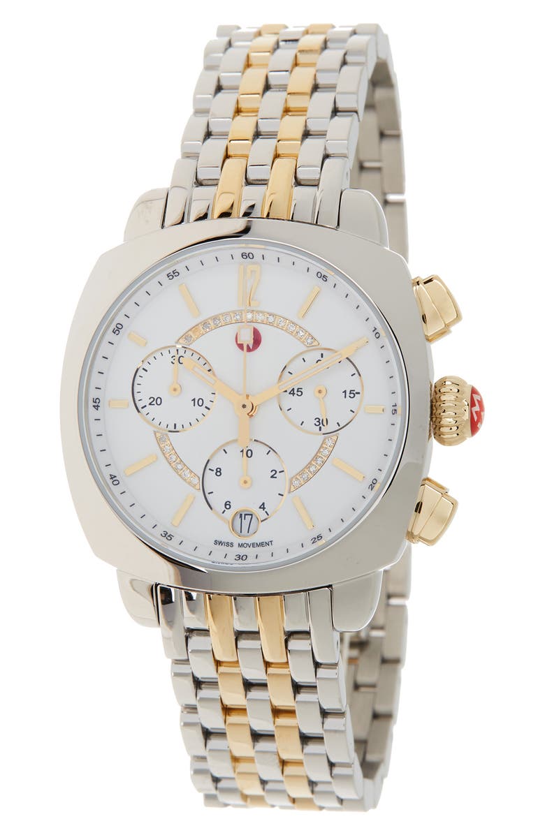 MICHELE Women's Ascalon Diamond Two-Tone Bracelet Watch, 34mm x 41mm - 0.05 ctw, Main, color, 