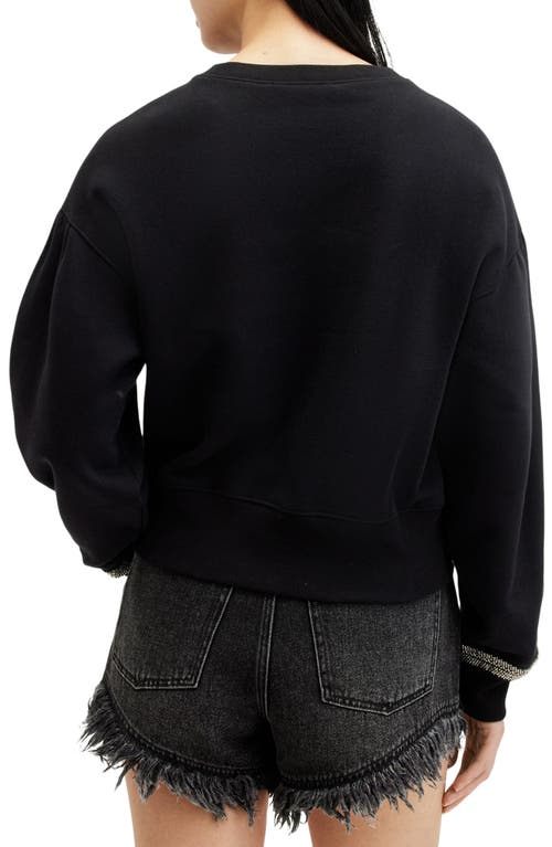 Allsaints Robin Beaded Embellished Sweatshirt In Black