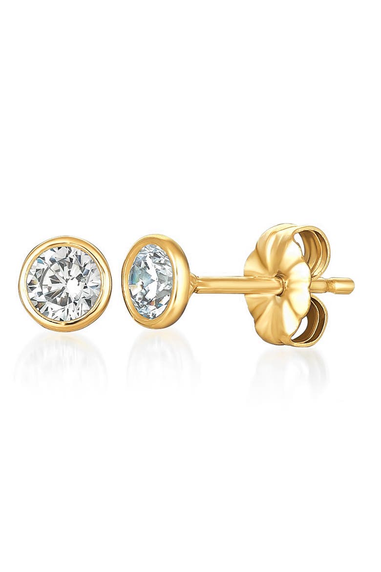 Cubic Zirconia Bezel Stud Earrings, Main, color, 18KT YELLOW GOLD