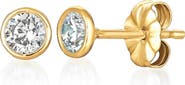 Crislu Cubic Zirconia Bezel Stud Earrings