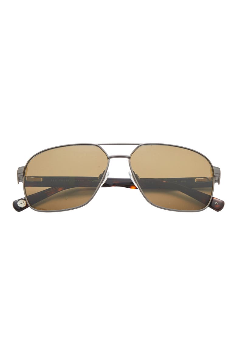 60mm Polarized Navigator Sunglasses, Main, color, DARK GUNMETAL