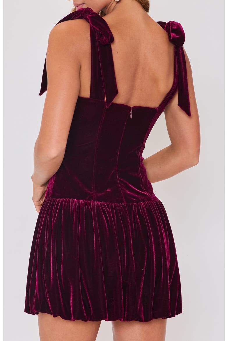 Veronica Velvet Bubble Hem Minidress, Alternate, color, BURGUNDY