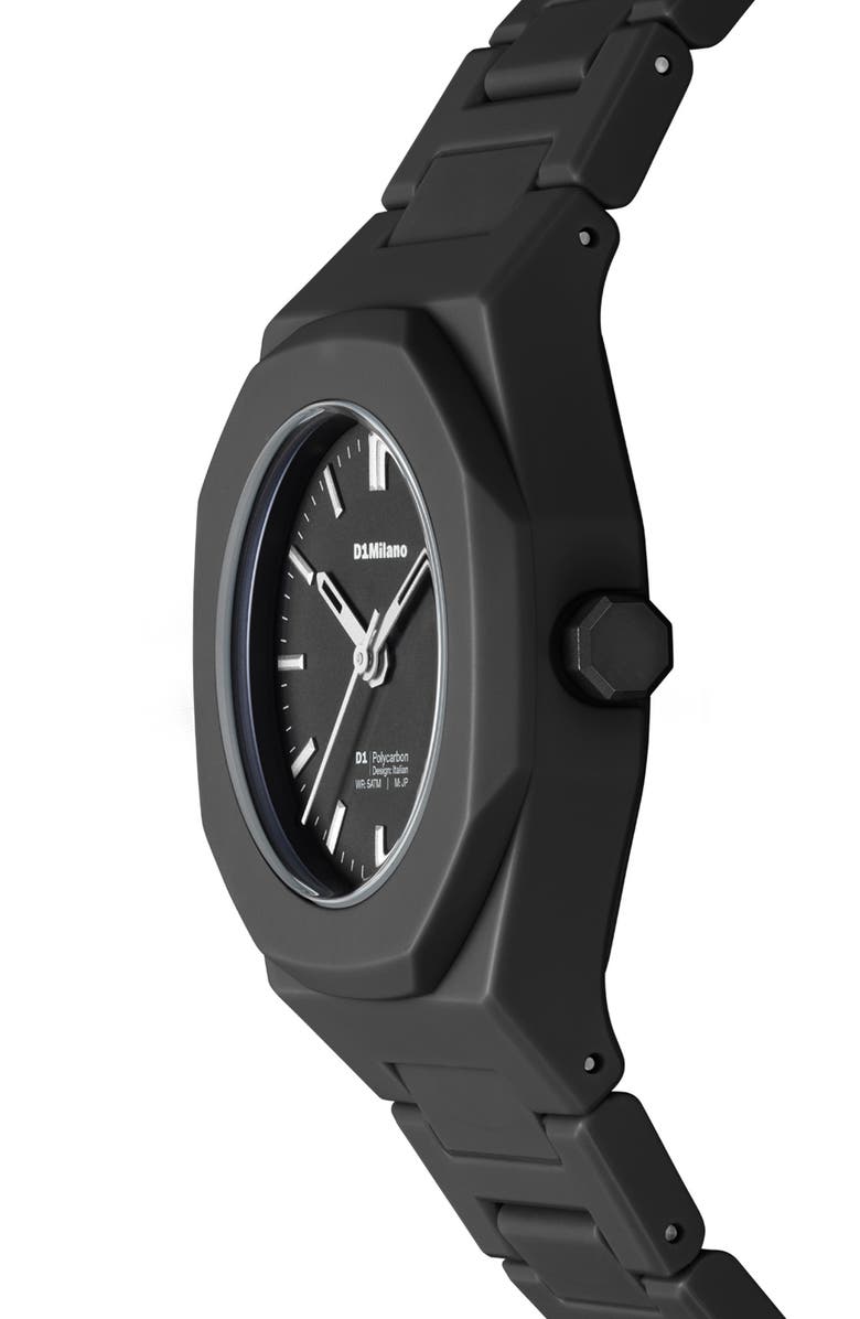 D1 Milano Pulse Polycarbon Bracelet Watch, 32mm, Alternate, color, Black