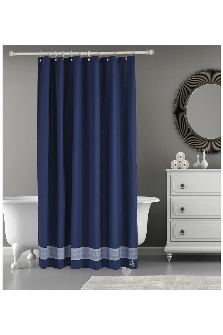 Herringbone Shower Curtain, Alternate, color, NAVY