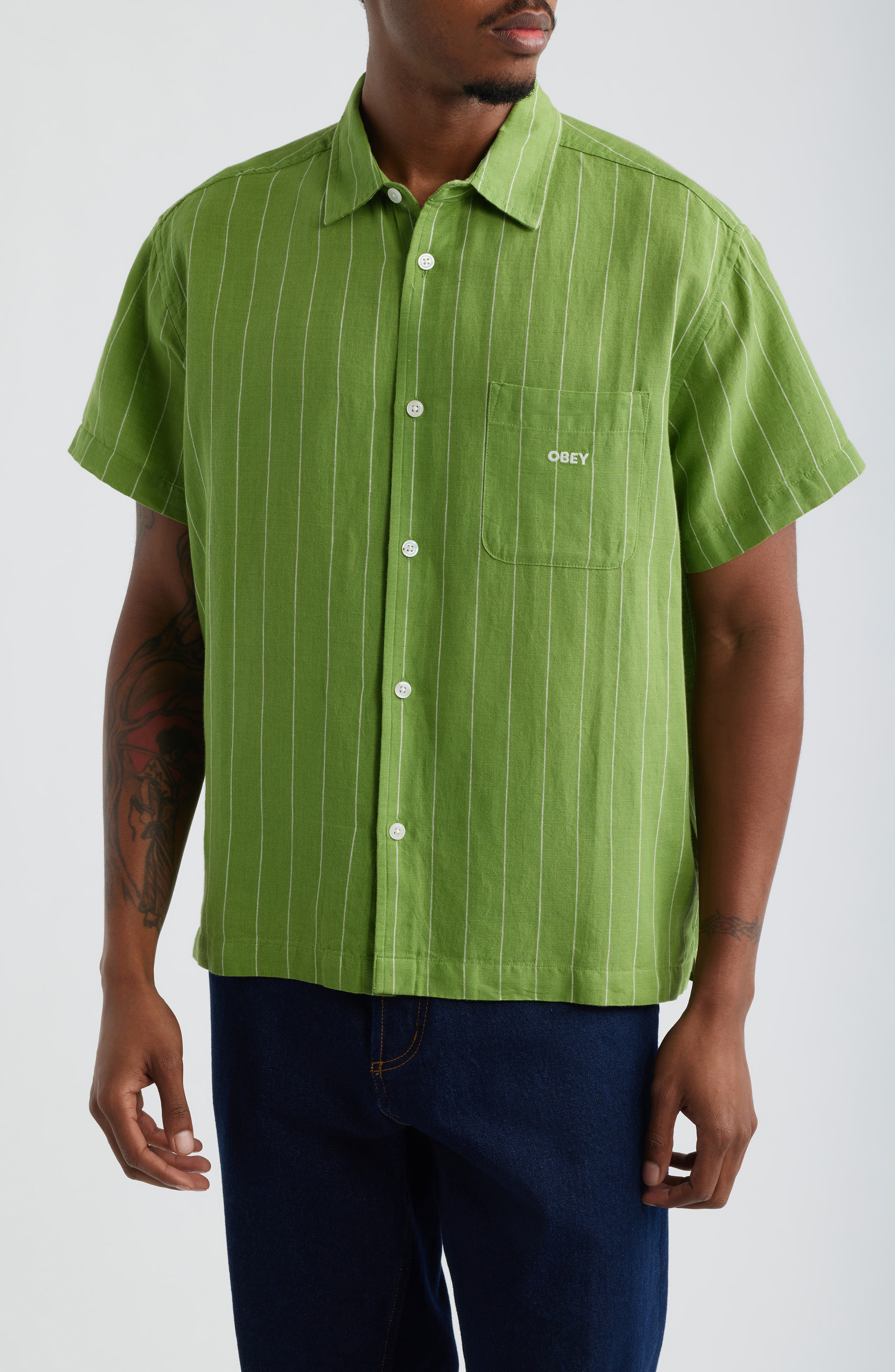 Joe Stripe Short Sleeve Button-Up Shirt - image 3