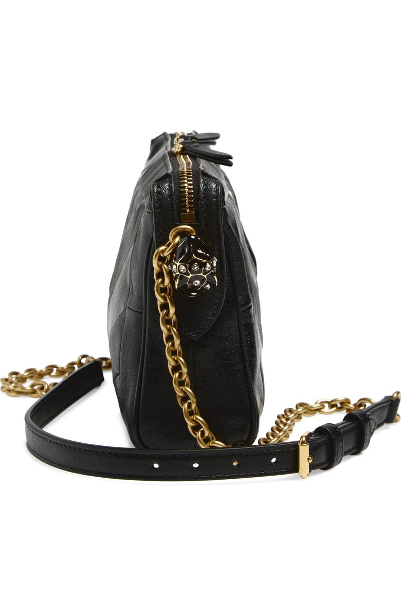 Valentino Garavani Small Panthea Chevron Patchwork Leather Shoulder Bag, Alternate, color, Black