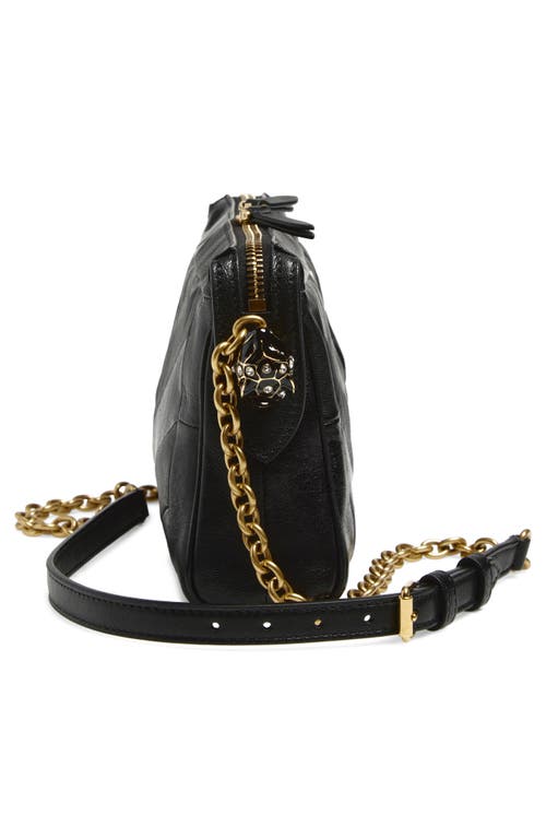 Valentino Garavani Small Panthea Chevron Patchwork Leather Shoulder Bag In Black