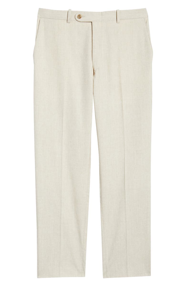 Peter Millar Harker Flat Front Light Tan Wool & Cotton Mélange Dress Pants, Alternate, color, Tan