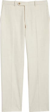 Peter Millar Harker Flat Front Light Tan Wool & Cotton Mélange Dress Pants