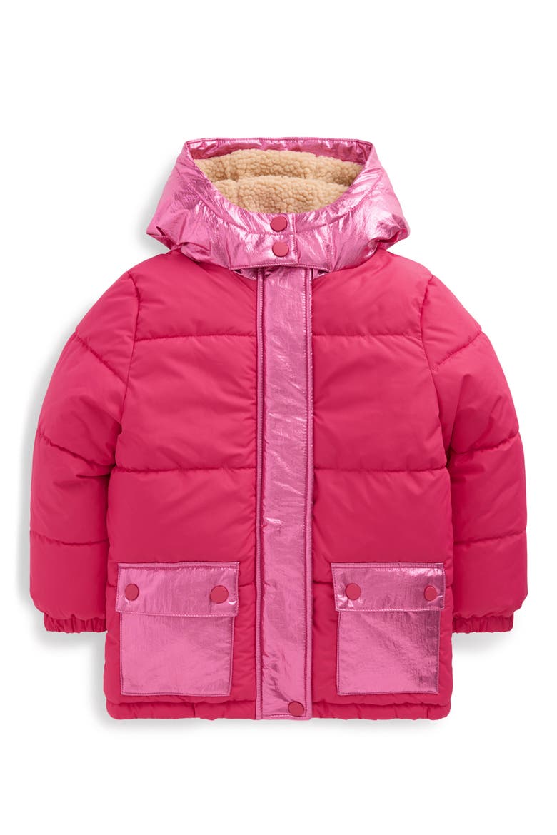 Kids' Metallic Puffer Jacket, Main, color, SUMMER BERRY METALLIC