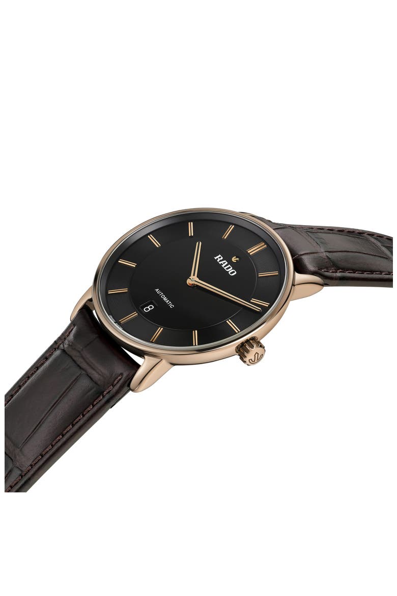 DiaMaster Automatic Leather Strap Watch, 41mm, Alternate, color, BLACK