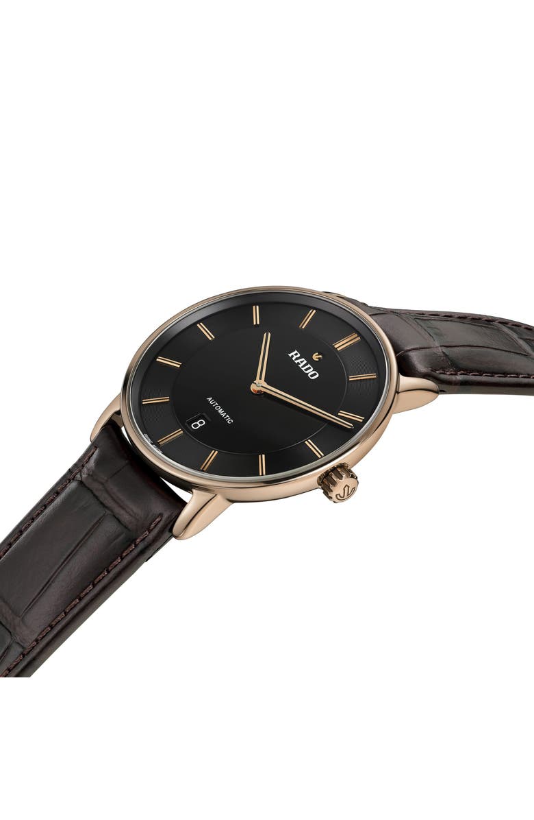 RADO DiaMaster Automatic Leather Strap Watch, 41mm, Alternate, color, 