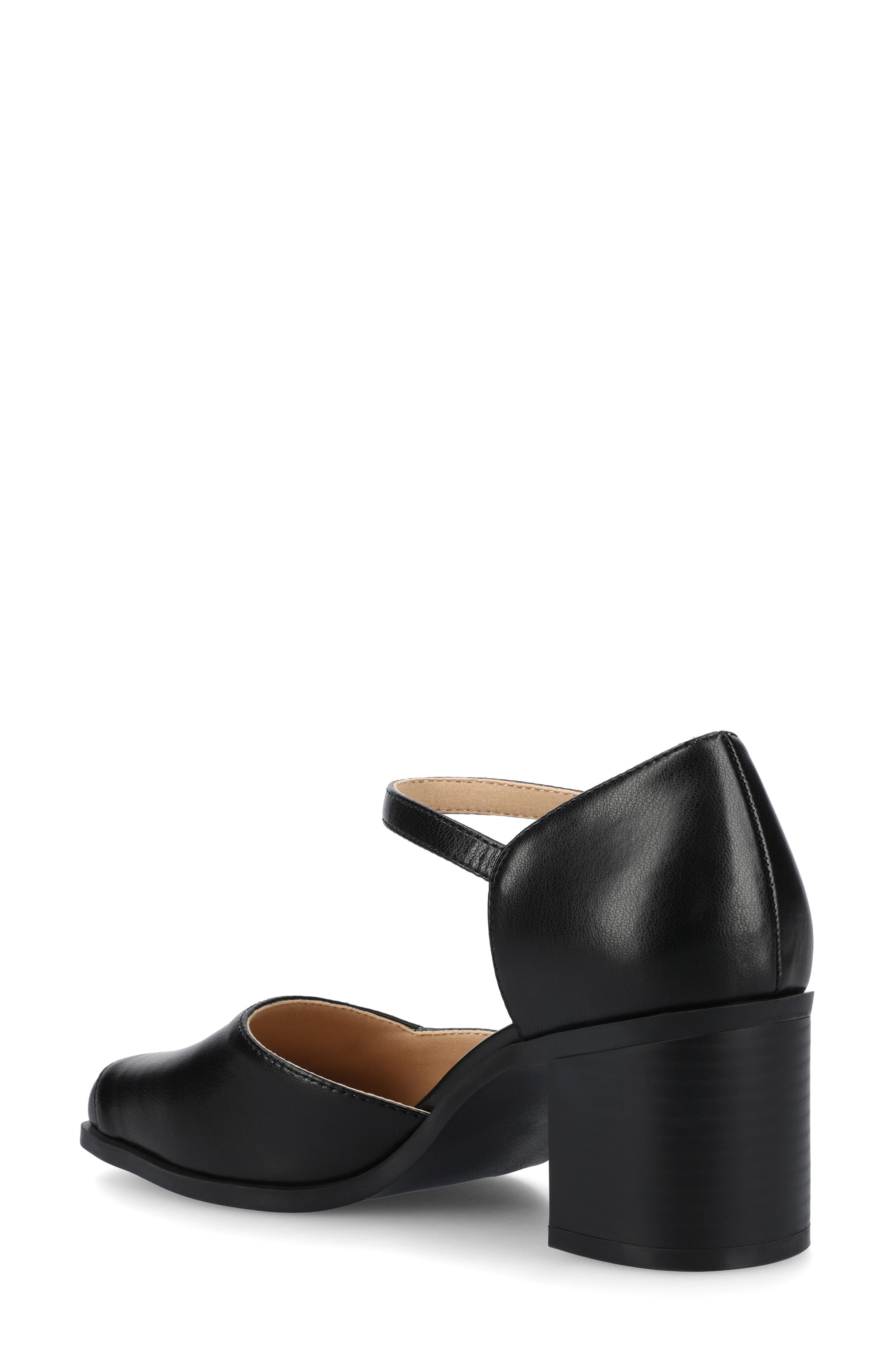 Journee Collection Evangeline Block Heel Pump, Alternate, color, Black Pu