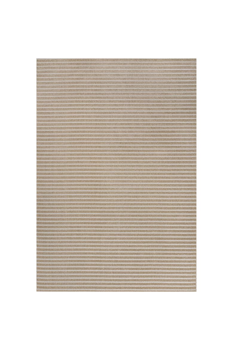 Aarhus High-Low Minimalist Scandi Striped Indoor/Outdoor Area Rug, Main, color, Beige/Cream
