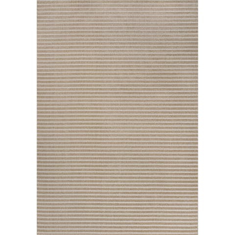 Aarhus High-Low Minimalist Scandi Striped Indoor/Outdoor Area Rug