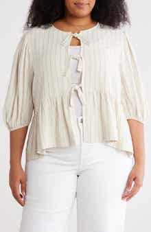 Renee C Striped Tie Front Top