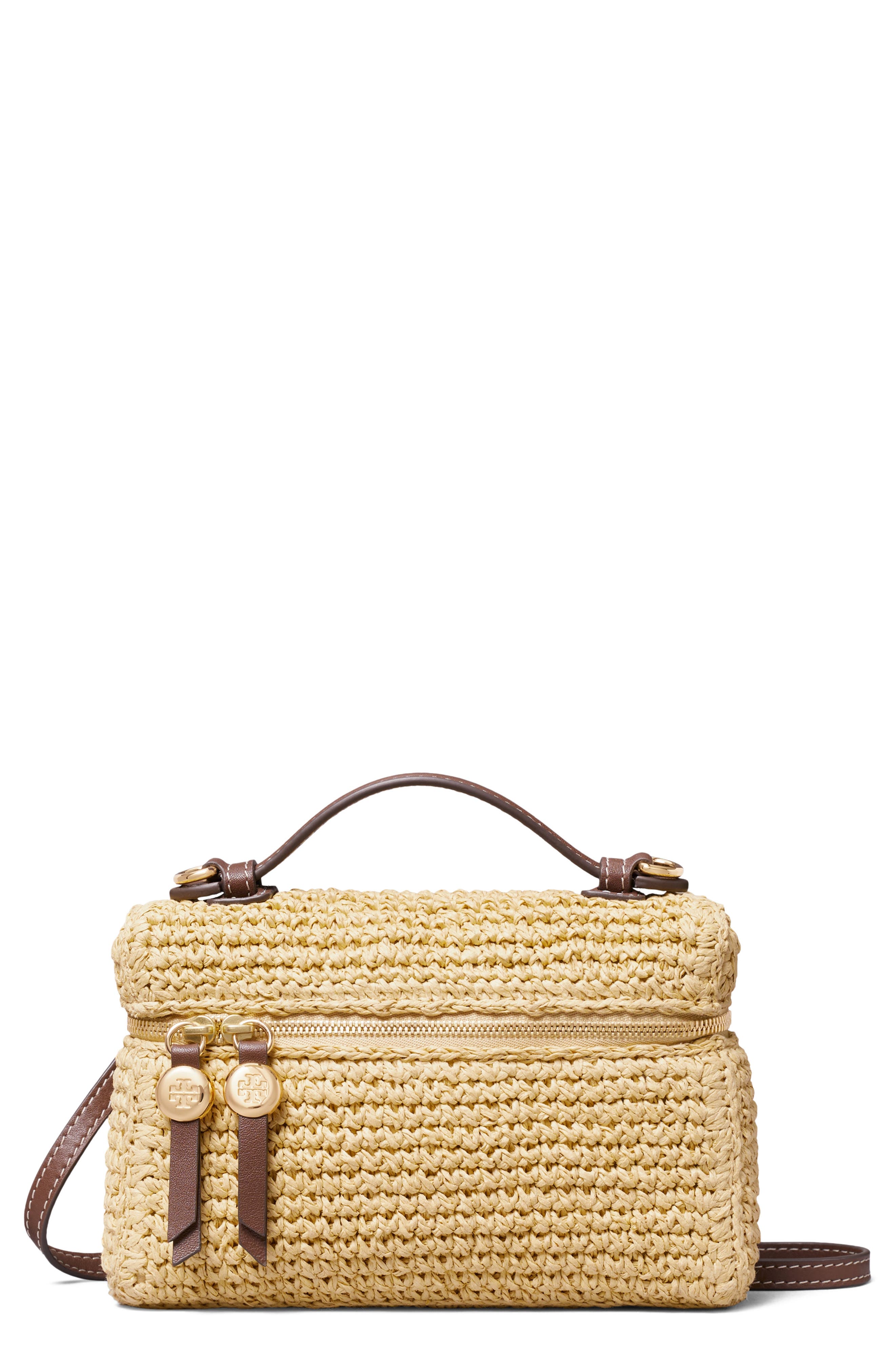 Tory Burch Romy Straw Top Handle Bag, Main, color, Natural