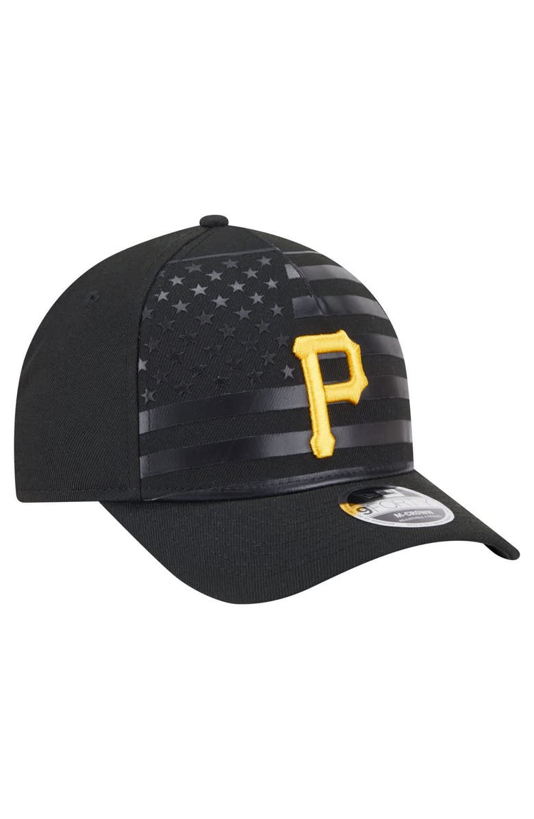 New Era Men's New Era Black Pittsburgh Pirates American Flag 9FORTY M-Crown A-Frame Adjustable Hat, Alternate, color,