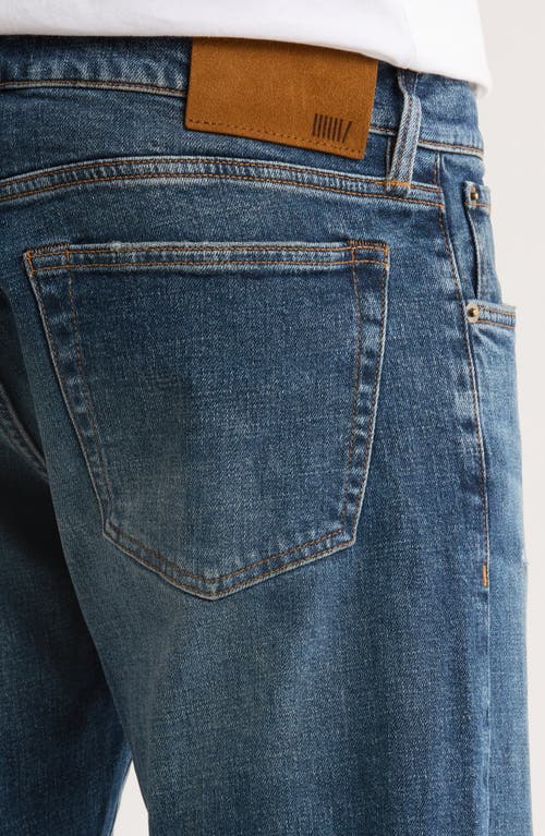 Hugo Boss Boss Regular Fit Distressed Tapered Stretch Cotton Jeans In Blue