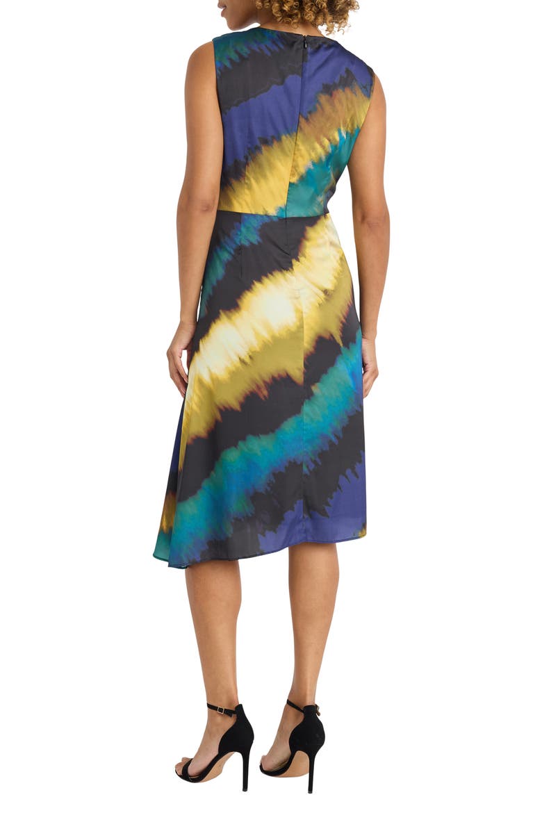 Ruched Asymmetric Hem Midi Dress, Alternate, color, NAVY/ WARM OLIVE