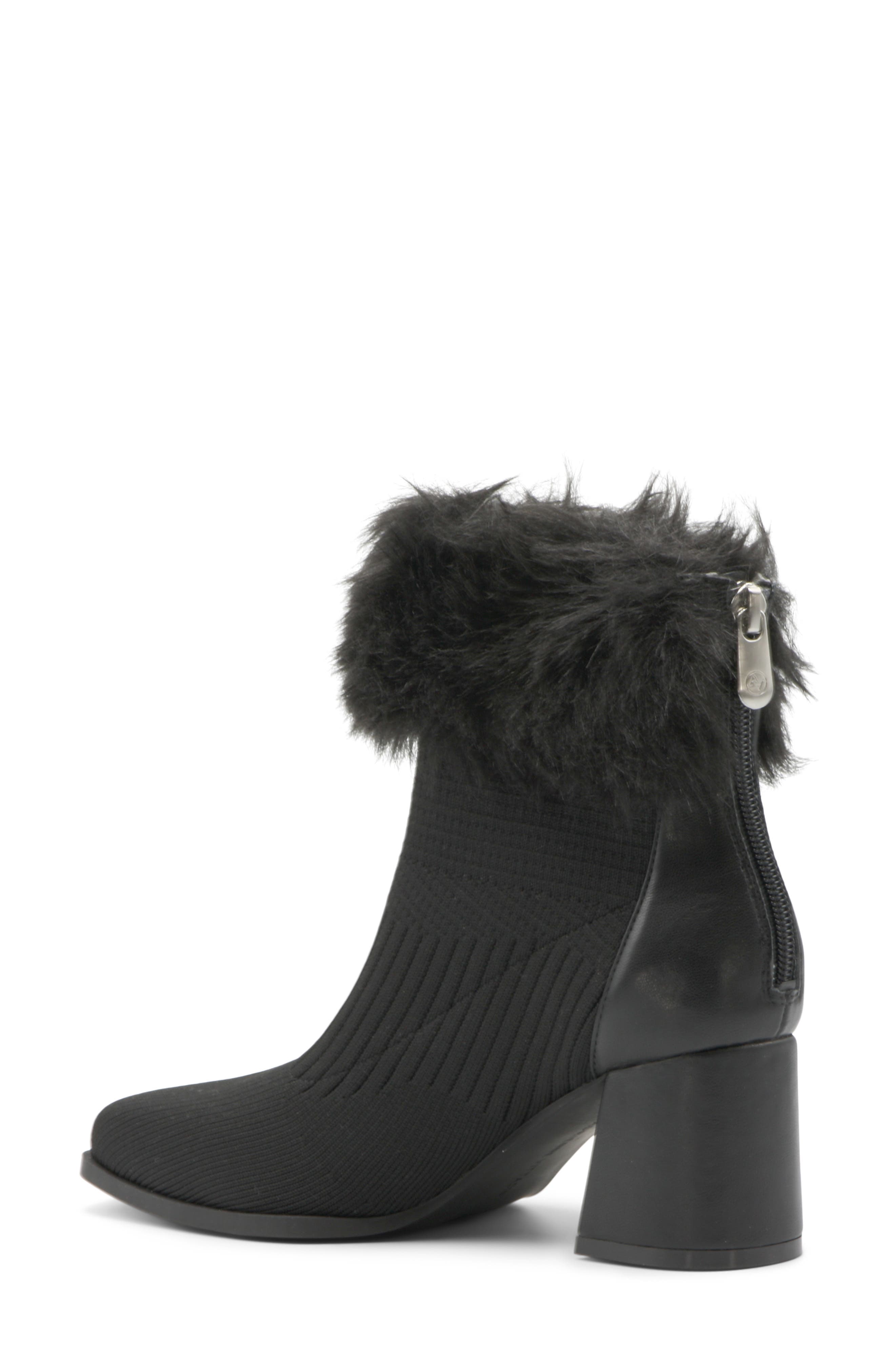Adrienne Vittadini Jalo Faux Fur Cuff Bootie, Alternate, color, Black-Kf