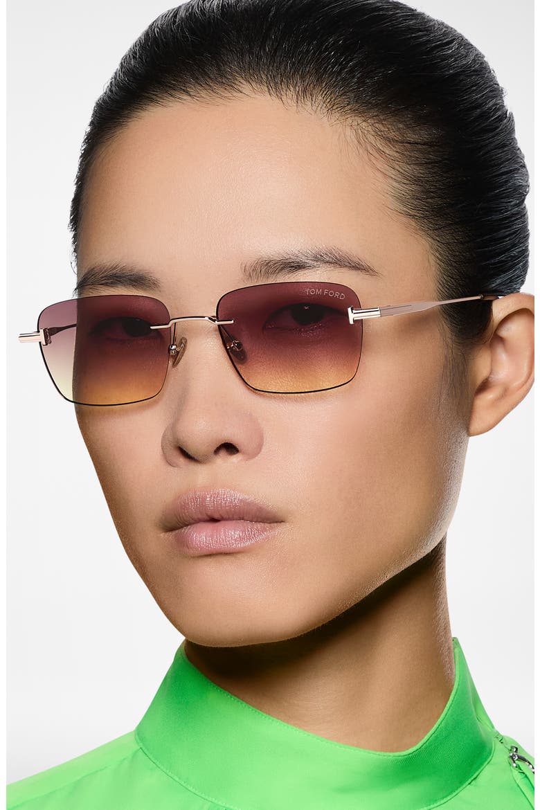 Ethan 53mm Geometric Sunglasses, Alternate, color, SHINY PALLADIUM / SMOKE LENS
