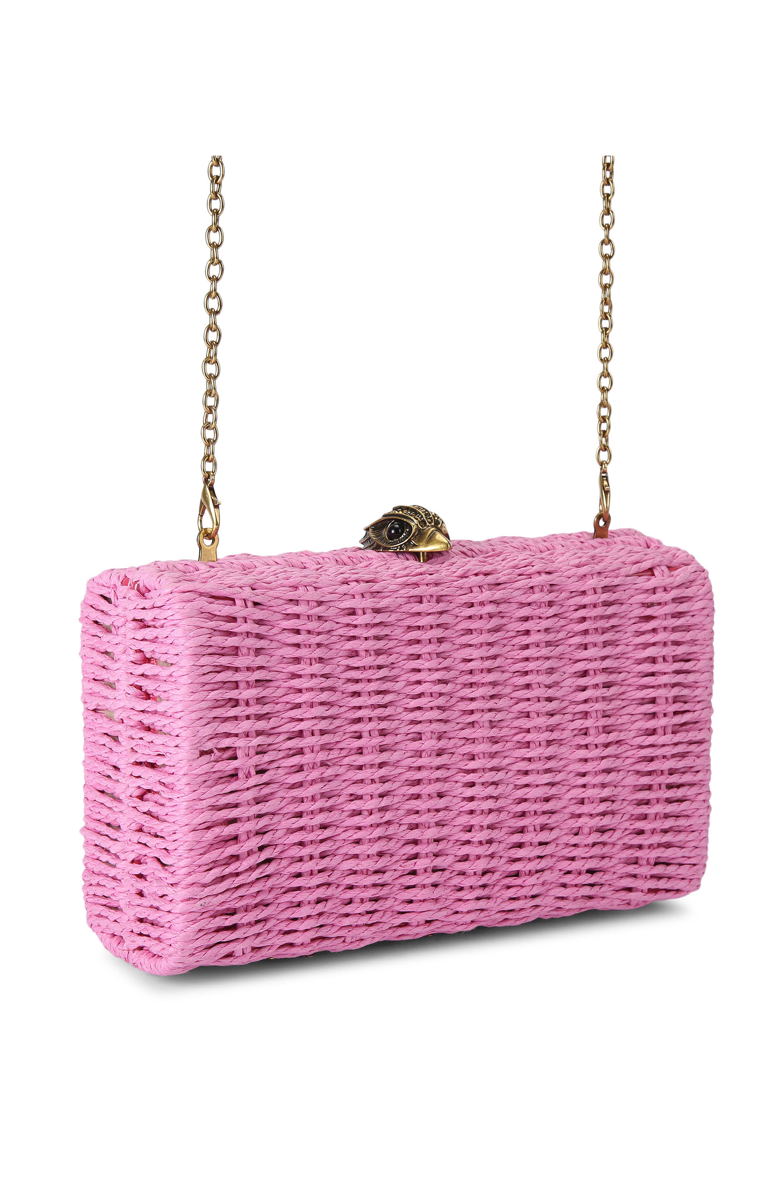 Kurt Geiger London Kensington Woven Frame Clutch, Alternate, color, Pink Comb