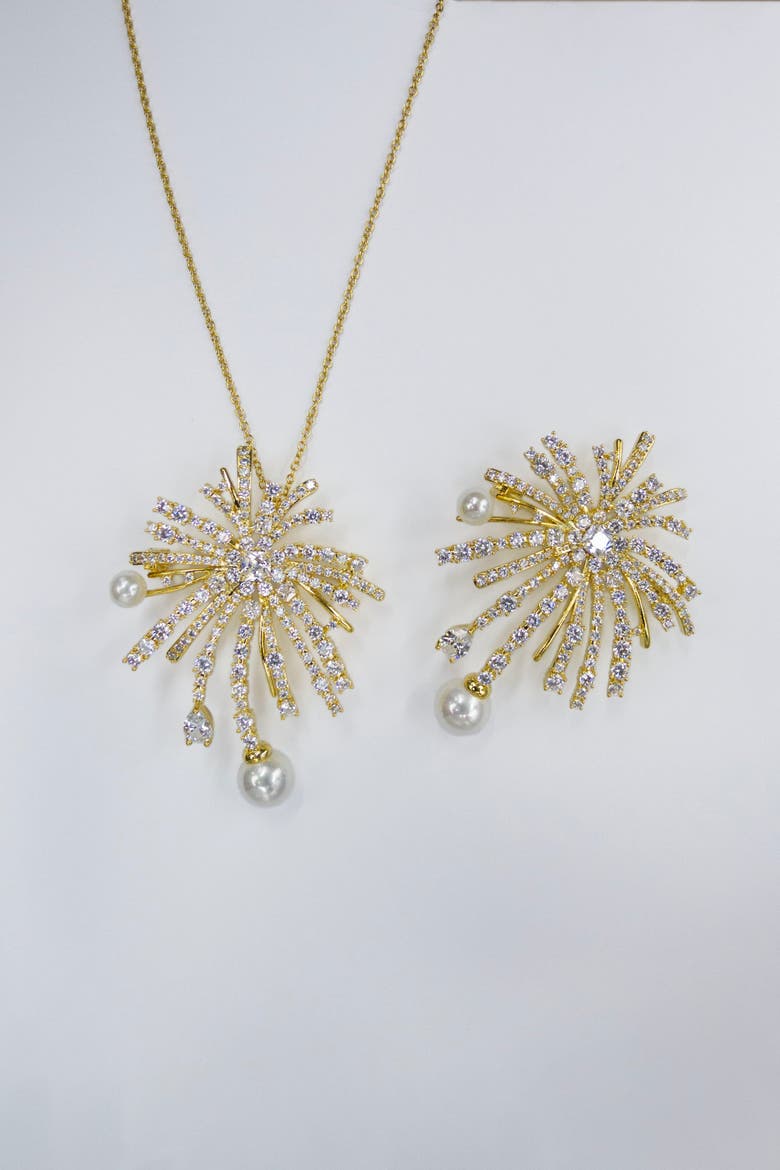 Pavé Firework Multi Way Brooch Pendant, Main, color, Gold