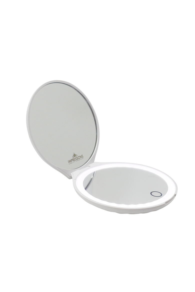 Ariel Seashell Compact Mirror - White, Alternate, color, White