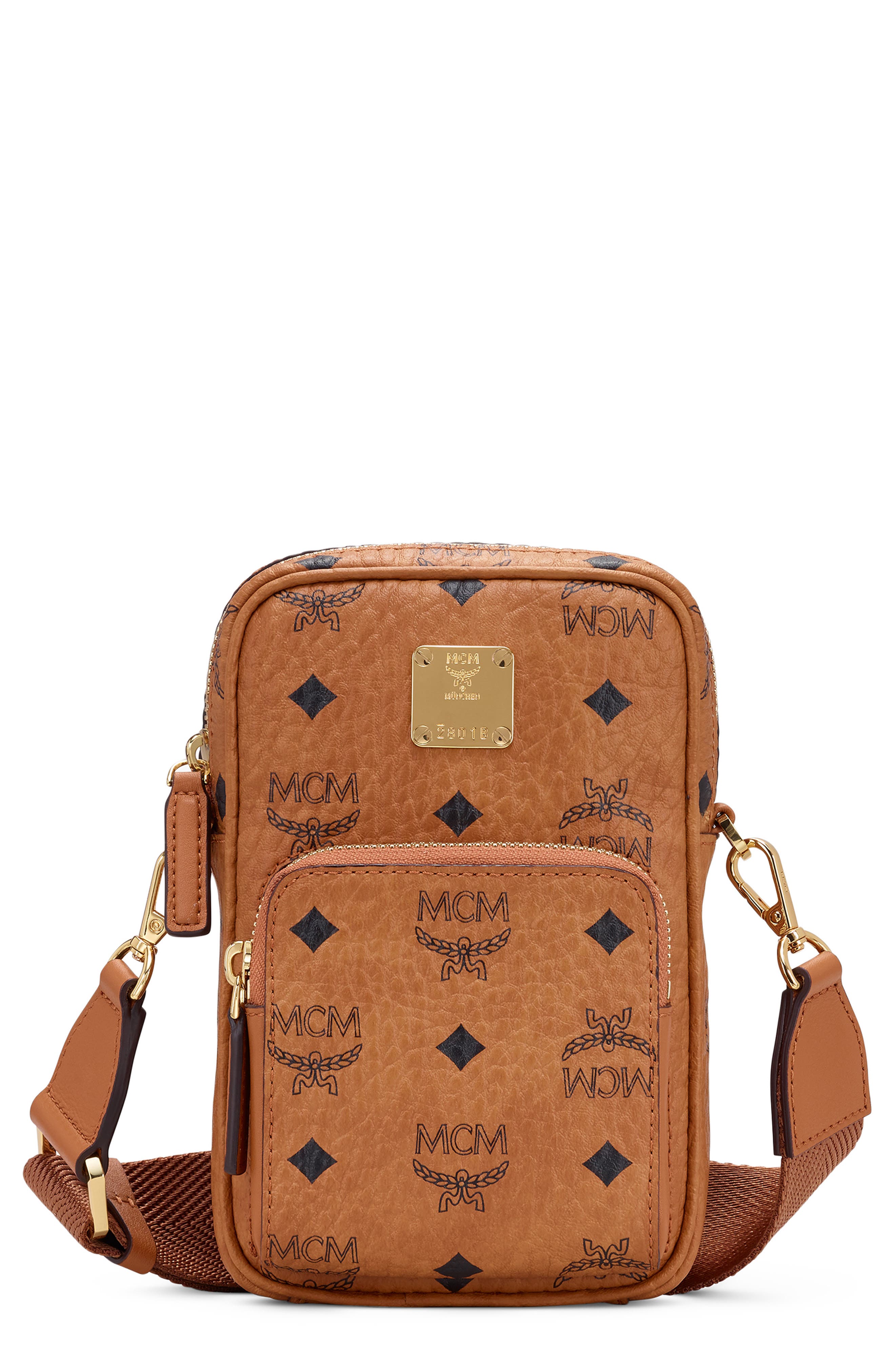 Mini Visetos Original Coated Canvas Crossbody Bag, Main, color, COGNAC